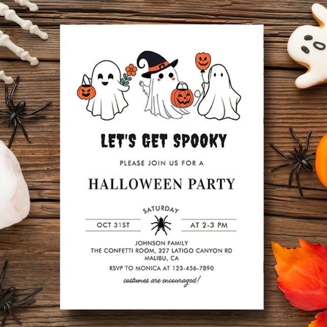 Lass erhalten Spooky Ghost Halloween-Party Einladu Einladung (Von Creator hochgeladen)