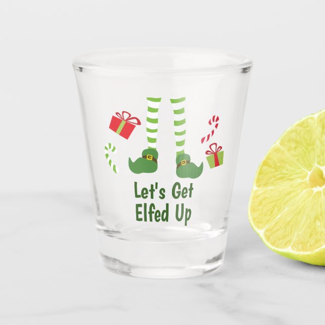 Lass erledigt humorvolle Weihnachten Schnapsglas (Vorderseite)