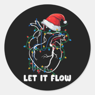 Lass es fließt Anatomie Herzkrankheit Weihnachtsma Runder Aufkleber