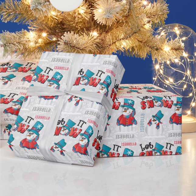 Lass es Schnee Cartoon Snowman Geschenkpapier (Feiertage)