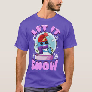 Lass es Schnee Narwhal Schneeglobe Weihnachten T-Shirt
