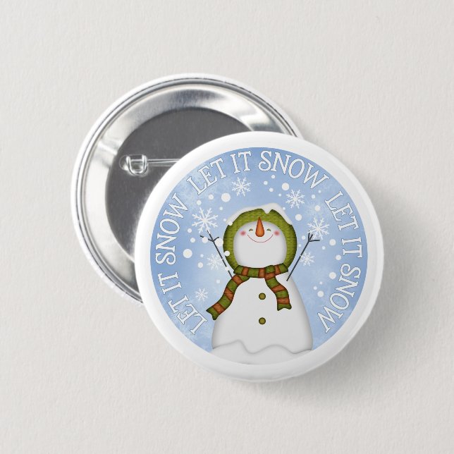 Lass es Schnee Snowman Button (Vorne & Hinten)