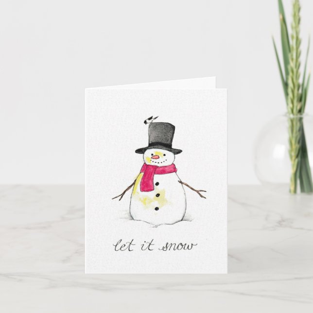 Lass es Schnee Snowman Feiertagskarte (Vorderseite)