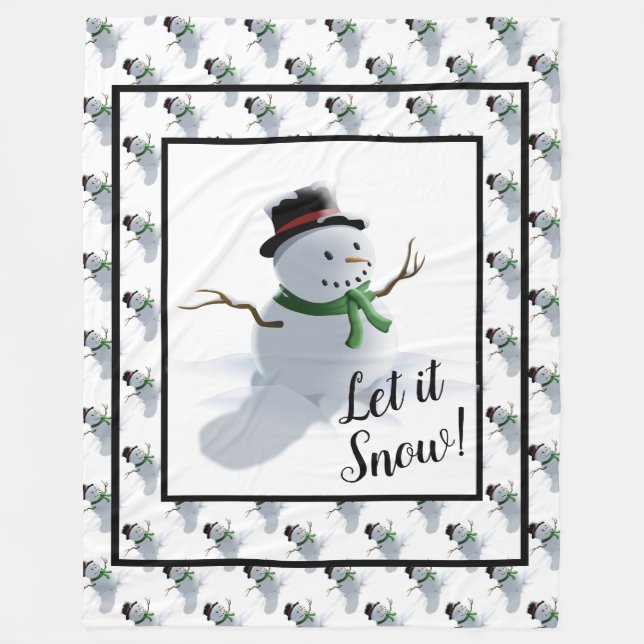 Lass es Schnee Snowman Fleecedecke (Vorderseite)
