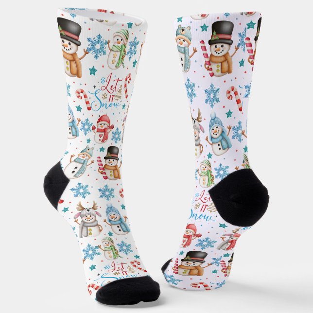 Lass es Schnee Snowman Pattern Weihnachten Socken (Gewinkelt)