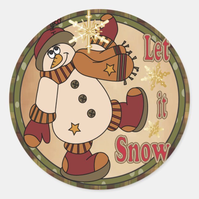 Lass es Schnee Snowman Runder Aufkleber (Vorderseite)