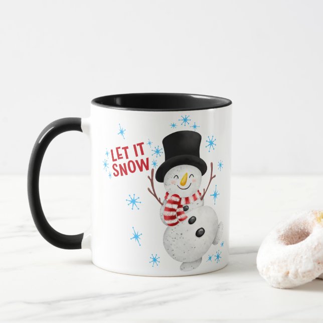 Lass es Schnee Snowman Tasse (Mit Donut)