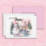 Lass es Schnee Snowman Weihnachtsfeiertag Feiertagskarte<br><div class="desc">Niedlicher rosa Schneemann mit schneebedeckten Bergen und alter Weihnachts-/Urlaubskarte. Im benutzerdefinierten Text steht: "Lass es schneien." Personalisieren Sie Ihre Daten mit Ihrem Familiennamen und jedem anderen Text,  den Sie auswählen.</div>