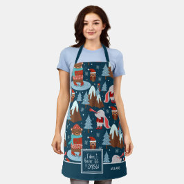 Lass es Schnee Süße Tier Name Blue Kitchen Schürze