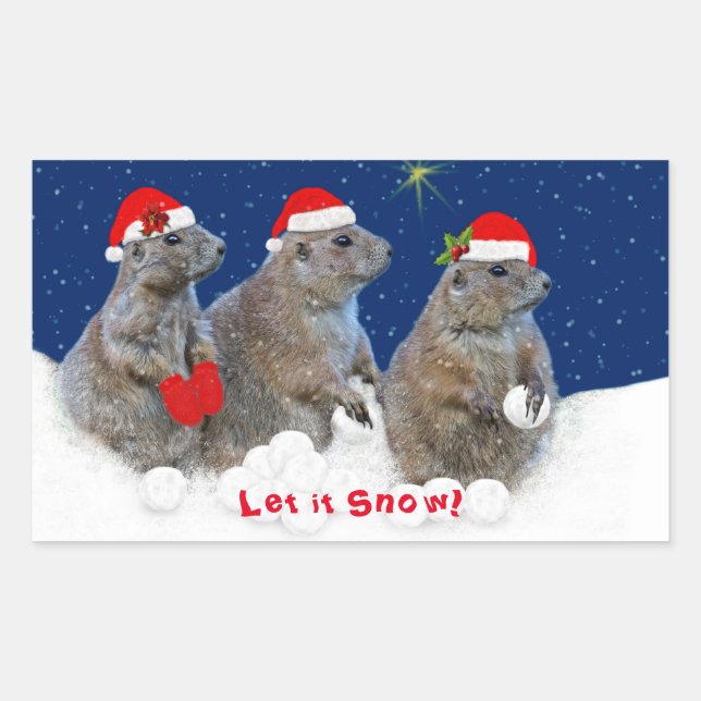 Lass es Schnee Weihnachtsaufkleber Rechteckiger Aufkleber (Vorderseite)