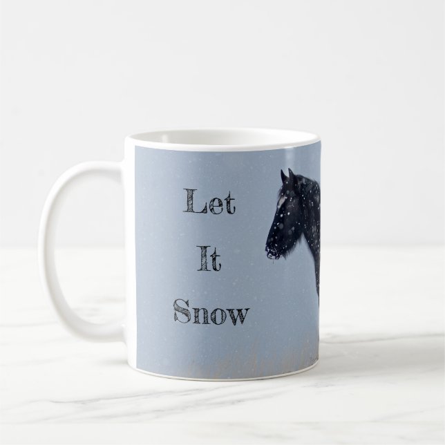 Lass es Schnee Wild Mustang Weihnachten Kaffeetasse (Links)