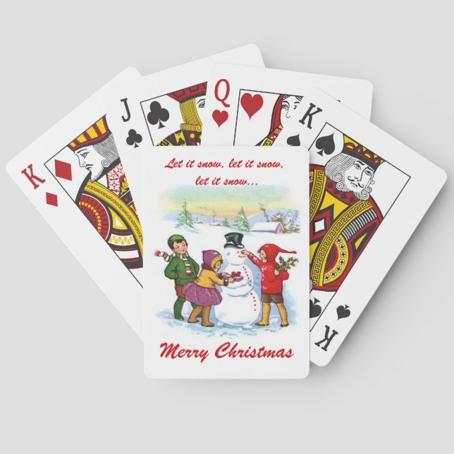 Lass es Schneemann und Kinder/Weihnachten Spielkarten (Rückseite)