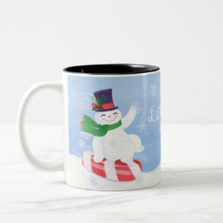 Lass es Schneemann und Peppermint schneien Zweifarbige Tasse