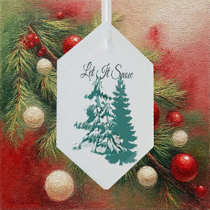 Lass es schneien Aquarell Winter Weihnachten Waldl Ornament Aus Glas