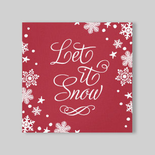 Lass es schneien, rote Winter-Schneeschrift-Typogr Leinwanddruck