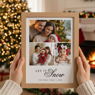 Lass es schneien rustikale Familienweihnachtskarte Feiertagskarte