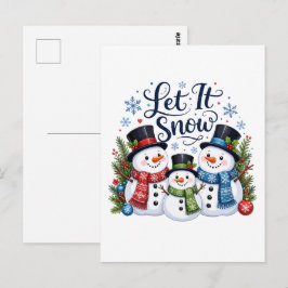Lass es schneien Schneemannfamilie Postkarte