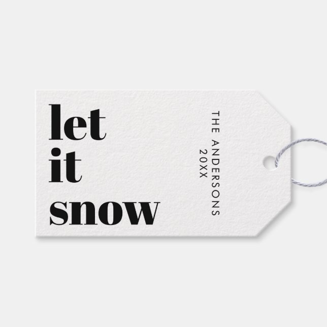 Lass es schneien | Weihnachten Modern Minimalistis Geschenkanhänger (Vorderseite (Horizontal))