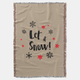 "Lass es schneit!" Calligrafie Christmas Taupe Decke