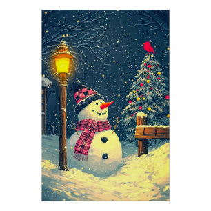 Lass es schneit! Happy Christmas Snowman Poster