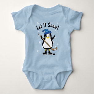 Lass es schneit! Hockey Penguin Baby Bodysuit Strampler
