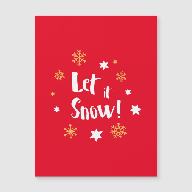 "Lass es schneit!" Kalligrafie Weihnachten Magnetkarte (Vorderseite)