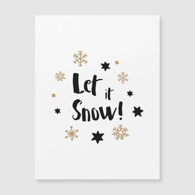 "Lass es schneit!" Kalligrafie Weihnachten Magnetkarte (Vorderseite)