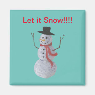 Lass es schneit!! Snowman Magnet