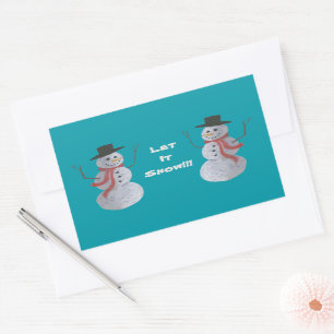 Lass es schneit!! Snowman Rechteckiger Aufkleber