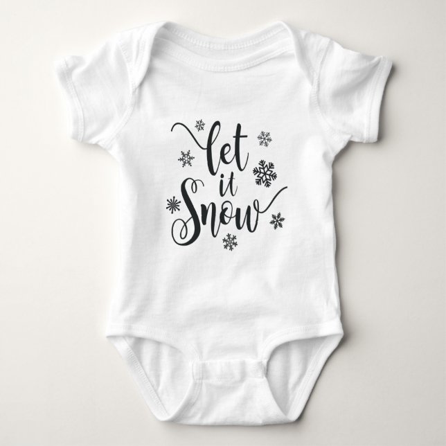 Lass es Weihnachtskalligrafie schnee | Baby Bodysu Strampler (Vorderseite)