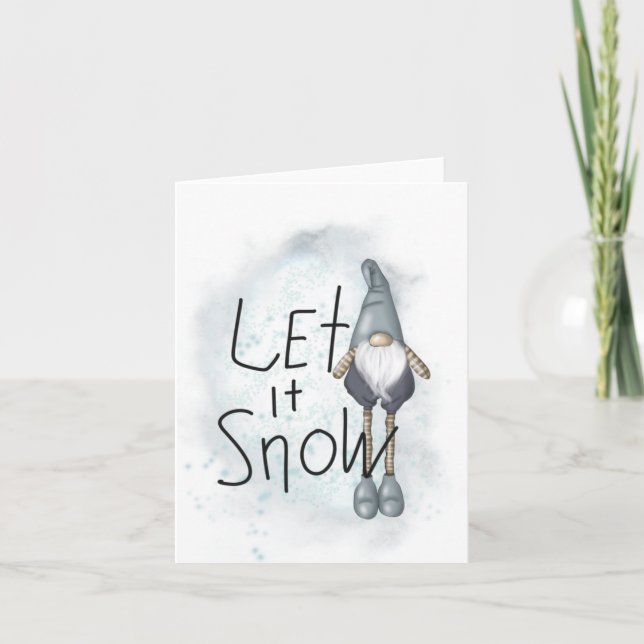 Lass es Winter Gnome schneien Dankeskarte (Vorderseite)