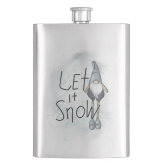 Lass es Winter Gnome schneien Flachmann