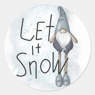 Lass es Winter Gnome schneien Runder Aufkleber