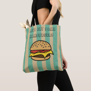 Lass essen einige Hamburger Coole Retro Art Stripe Tasche