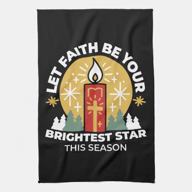 Lass Faith Be Your Brightest Star Candle Art Geschirrtuch (Vertikal)