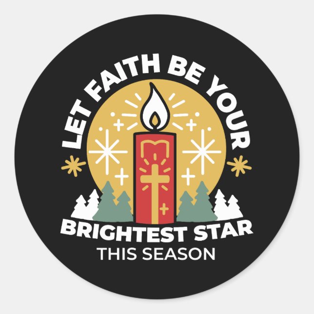 Lass Faith Be Your Brightest Star Candle Art Runder Aufkleber (Vorderseite)