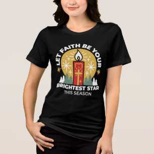 Lass Faith Be Your Brightest Star Candle Art Tri-Blend Shirt