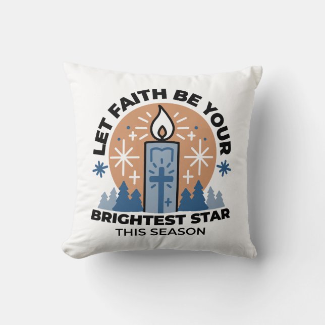 Lass Faith Shine Bright: Winterthema Kissen (Vorderseite)