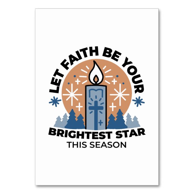 Lass Faith Shine Bright: Winterthema Tischnummer (Vorderseite)