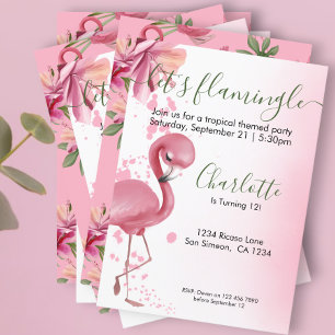 Lass Flamingle Tropical Pink Flamingo Geburtstag Einladung