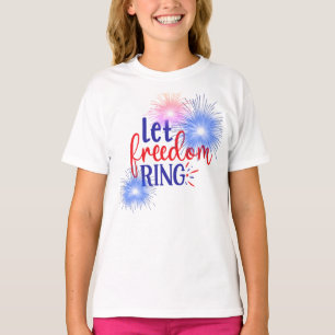 Lass Freedom Ring Fireworks Red White Blue T-Shirt