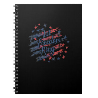Lass Freedom Ring Patriotic 4. Juli Stars Strip Notizblock