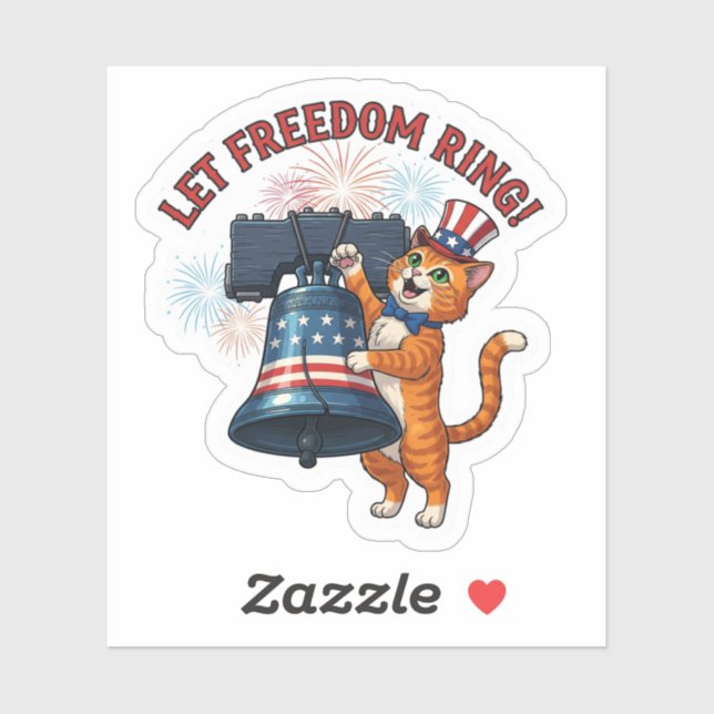 Lass Freedom Ring! - Patriotische Katze Aufkleber (Blatt)