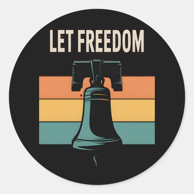 Lass Freedom Ring Sunset Bell Runder Aufkleber (Vorderseite)