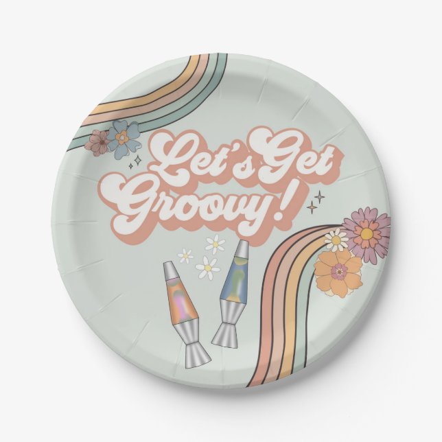 Lass Get Groovy Birthday Party Table Pappteller (Vorderseite)