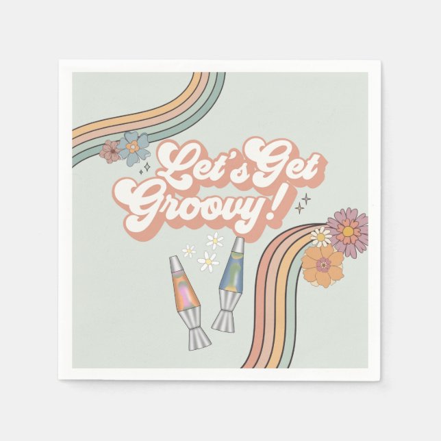 Lass Get Groovy Birthday Party Table Serviette (Vorderseite)