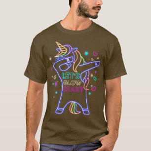 Lass Glow Crazy Dabbing Unicorn 80er Retro Geburts T-Shirt