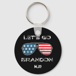 Lass Go Brandon Funny Meme Biden Monogram Schlüsselanhänger