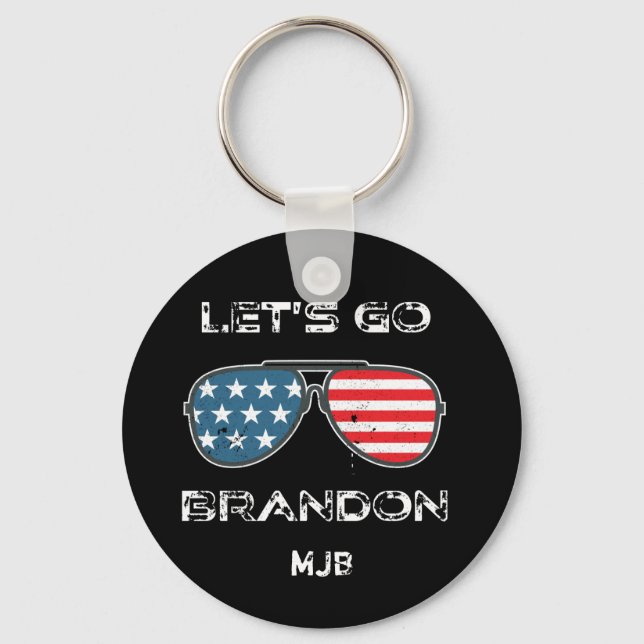 Lass Go Brandon Funny Meme Biden Monogram Schlüsselanhänger (Vorderseite)