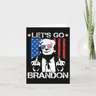 Lass Go Brandon Trump Middle Finger Flag Karte